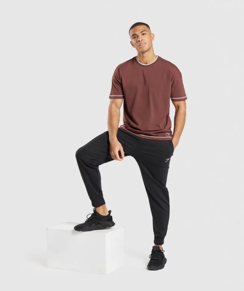 Men's Gymshark Recess T-Shirts Burgundy | NZ 9IYCRF